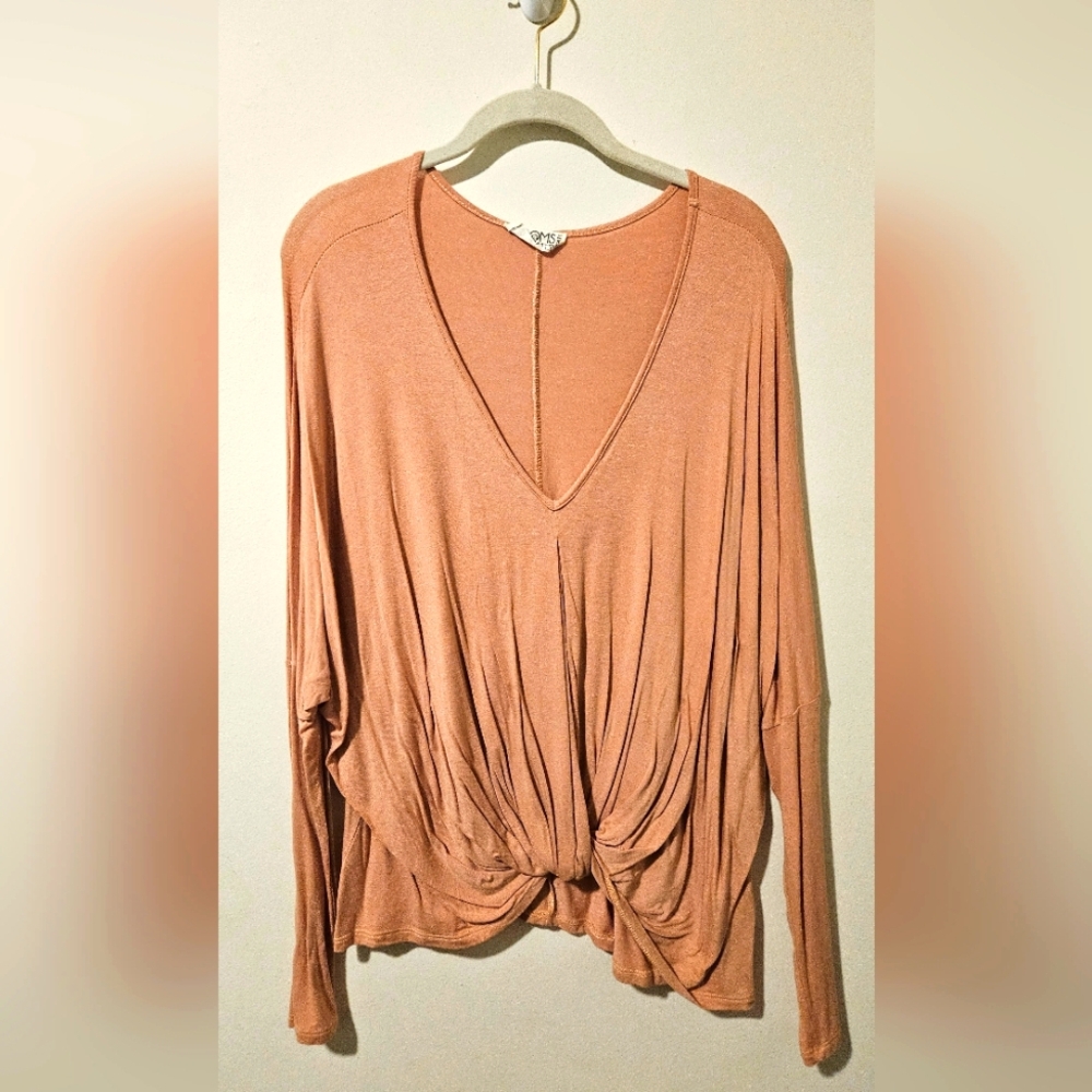 Peach Long Sleeve Twist Waist M